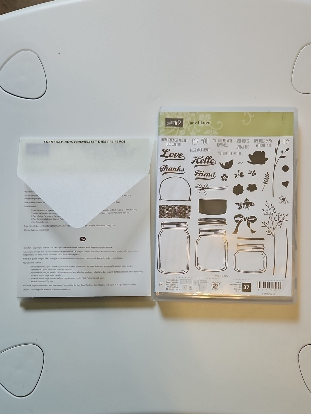 Stampin' Up! Jar of Love Clear Stamp & Framelits Set - White and Green Accents